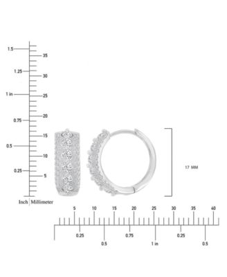 Cubic Zirconia Small Hoop Earrings in Sterling Silver, 0.66" 