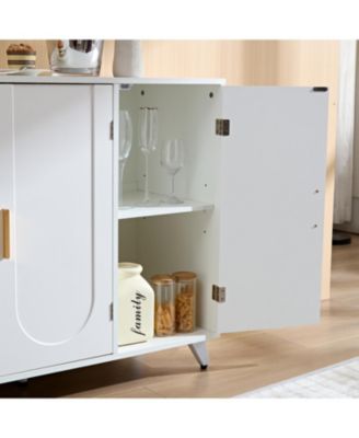 Streamdale Ivory White Sideboard Buffet Cabinet with 3 Doors and Shelves