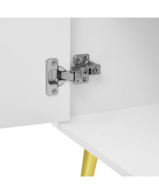 Modern TV Stand with Adjustable Shelf, Metal Legs, and Anti-Tip Safety