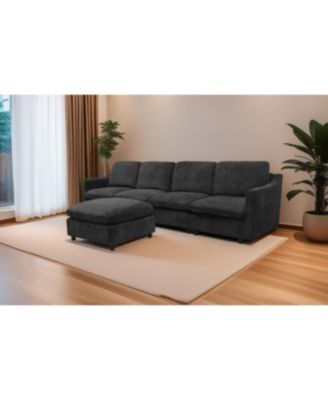 Streamdale 5-seat Convertible Black L-shaped Sectional Sofa with Reversible Chaise, Armless, Indoor