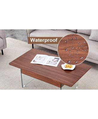 Multifunctional Lift Top Coffee Table with Dark Wood Grain Sticker