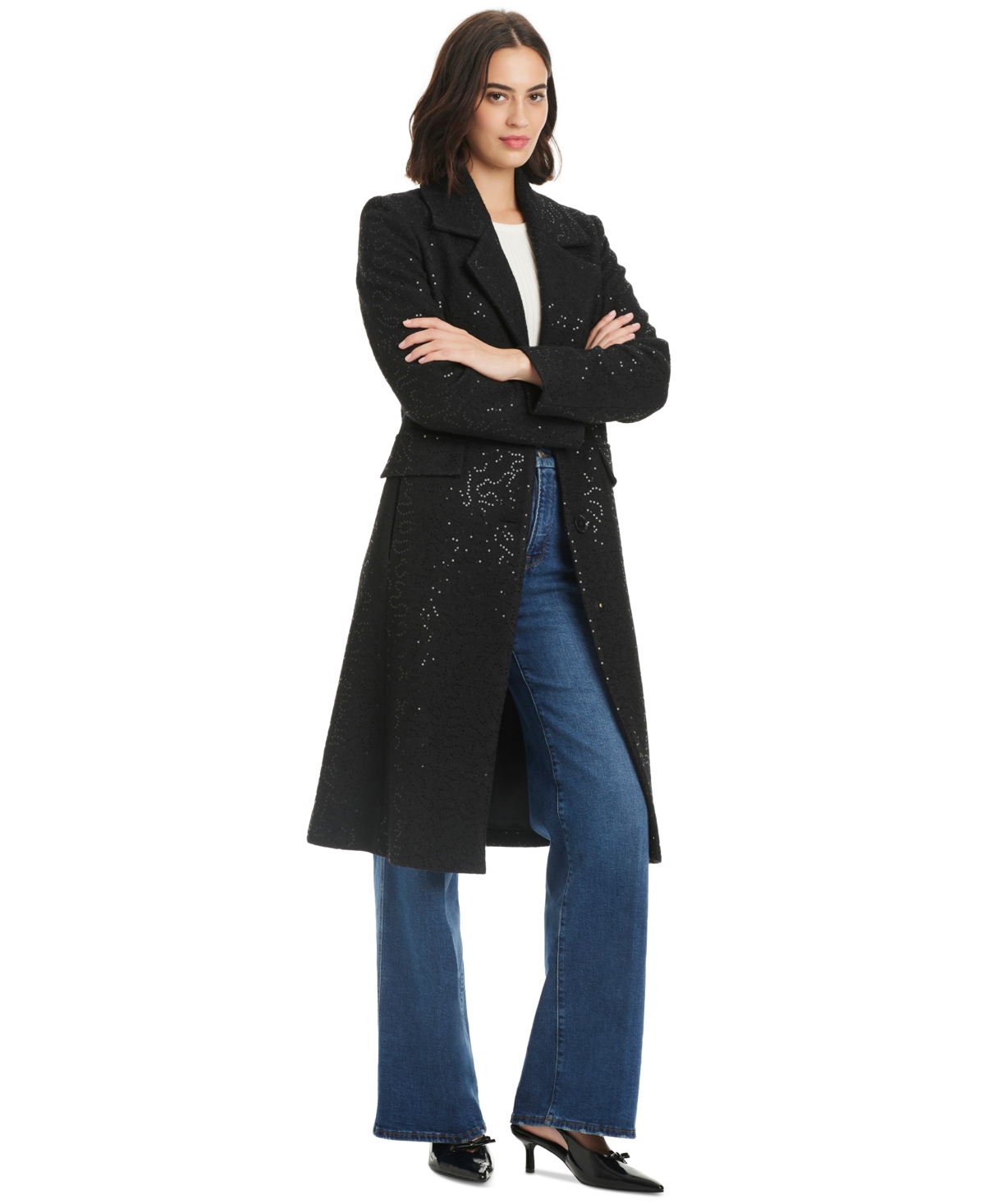 Kate Spade Women's Embellished Single-breasted Coat In Black