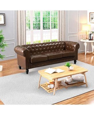 3-Seat Modern Chesterfield Sofa with Button Tufting for Living Rooms