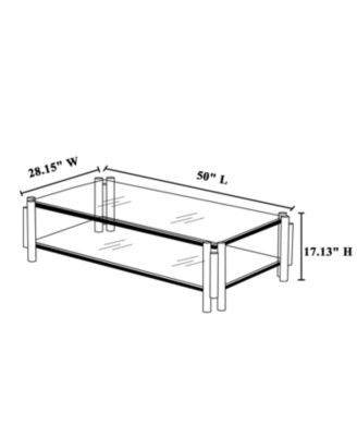 50" Stainless Steel Tempered Glass and Storage Coffee Table