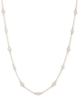 Колье Lauren Ralph Lauren с золотыми кристаллами и искусственным жемчугом длиной 42 дюйма