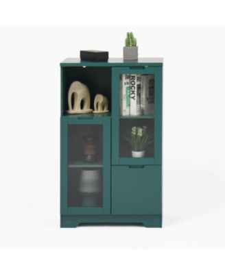Glass Door Floor Cabinet 2 Shelves