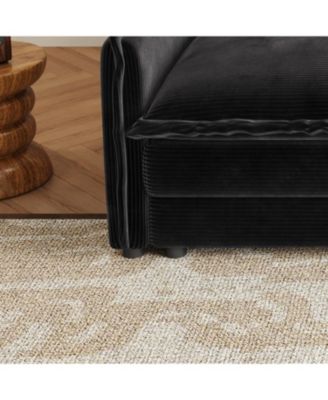 Corduroy 2-Seater Sofa with Footrests & Cushions