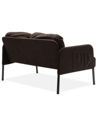 Streamdale Brown L-Shaped 2-Seater Sofa with Ottoman, Modern Loveseat for Small Spaces