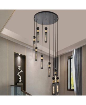 Streamdale Industrial Multi-Light Pendant - 9-Light Mesh Cylinder Chandelier (Bulb Not Included)