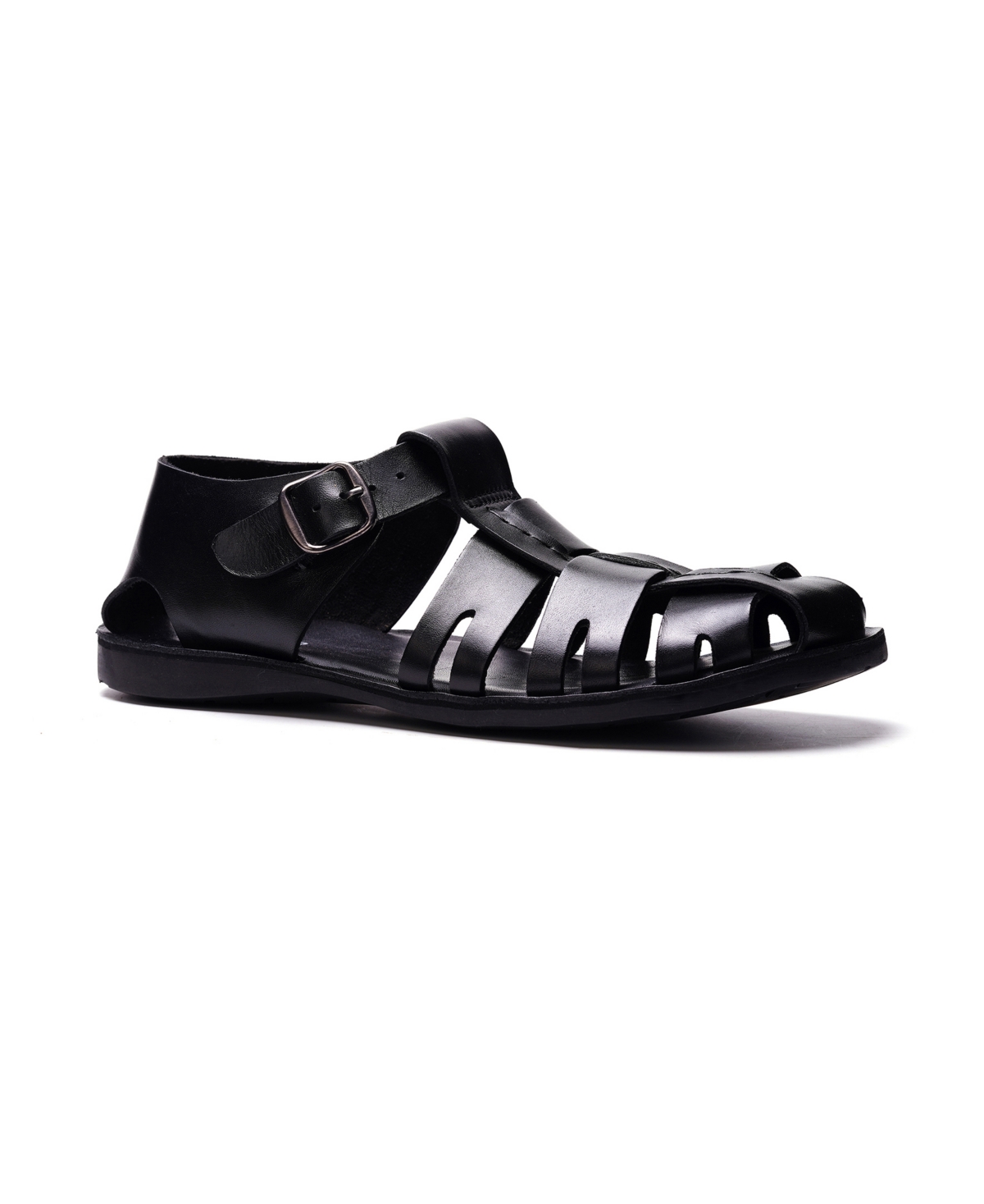 Men's Santorini Fisherman Sandals - Black Leather