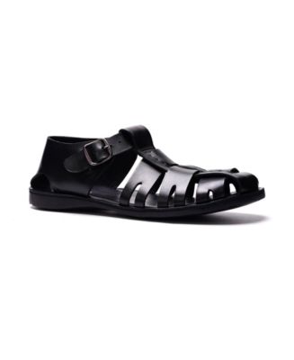 Men\'s Size 13 BORN Black Tumbled Leather Fisherman Sandals Born Mens Miguel Dark Brown Leather Fishermans Sandals 13M  main image 4