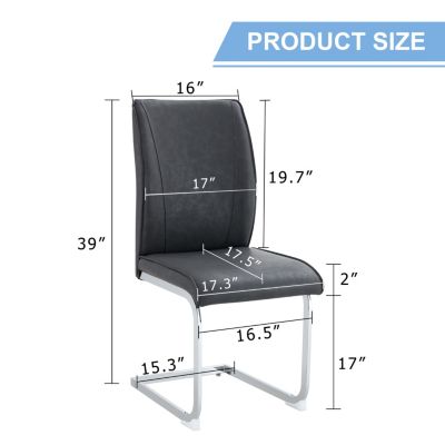 Arch Back Gray PU Dining Chairs - Set of 8