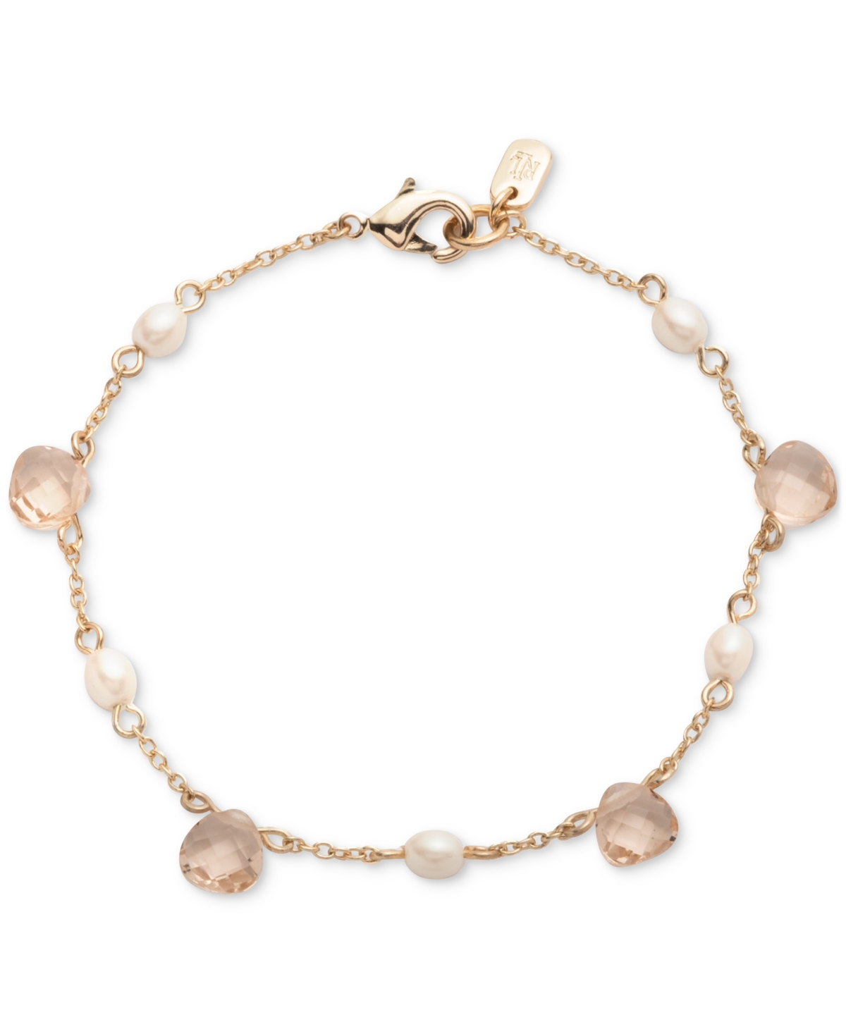 Gold-Tone Silk Freshwater Pearl Flex Bracelet - Dark Pink