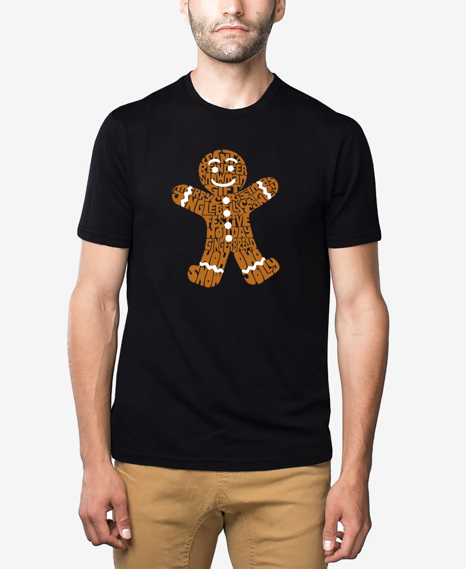 Men's Cotton/Poly Blend Word Art T-Shirt - Gingerbread Man