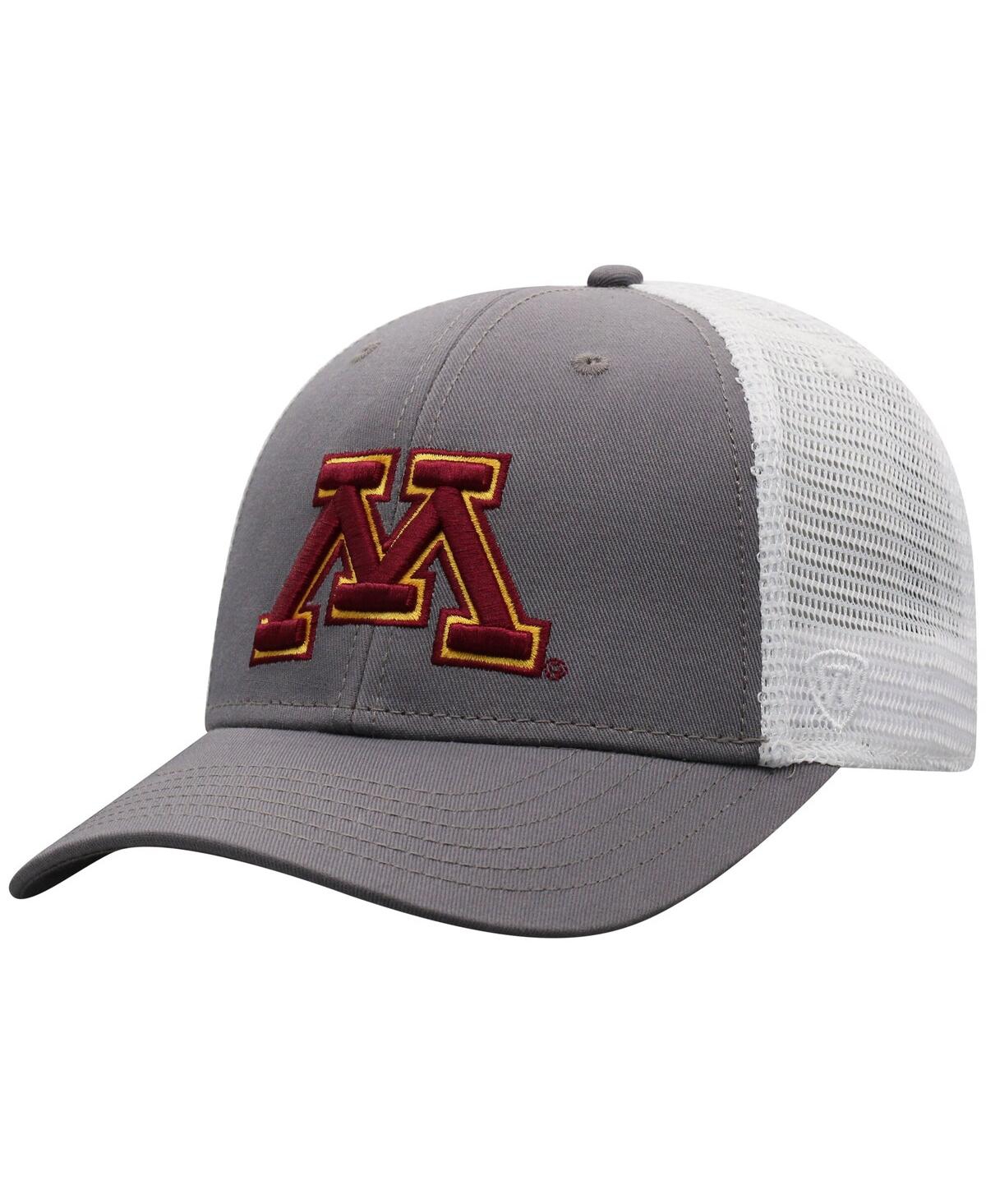 Top Of The World Men's Gray/white Minnesota Golden Gophers Victory Baseline Trucker Adjustable Hat