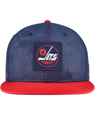 Мужская бейсболка Fanatics темно-синего/красного цвета Winnipeg Jets Authentic Pro Rink Snapback