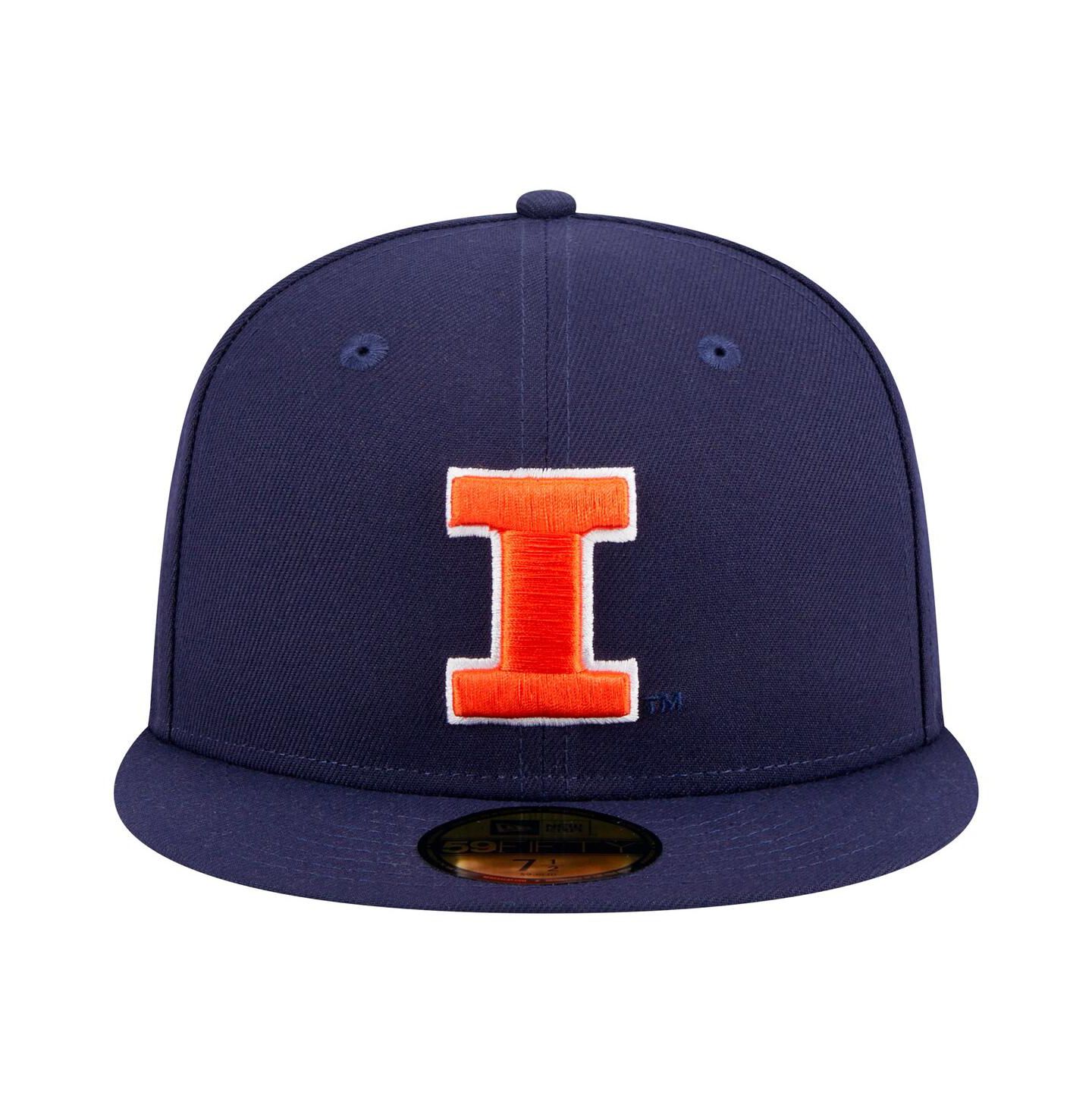 Мужская кепка New Era Navy Illinois Fighting Illini 59FIFTY Fitted Hat — фото 2