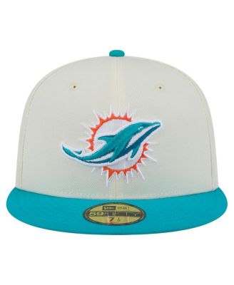 Мужская приталенная шляпа New Era белого цвета/цвета морской волны Miami Dolphins Main 59FIFTY