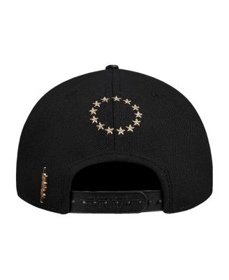 Men's Black Philadelphia 76ers Metallic Logo Pinch Front Adjustable Hat