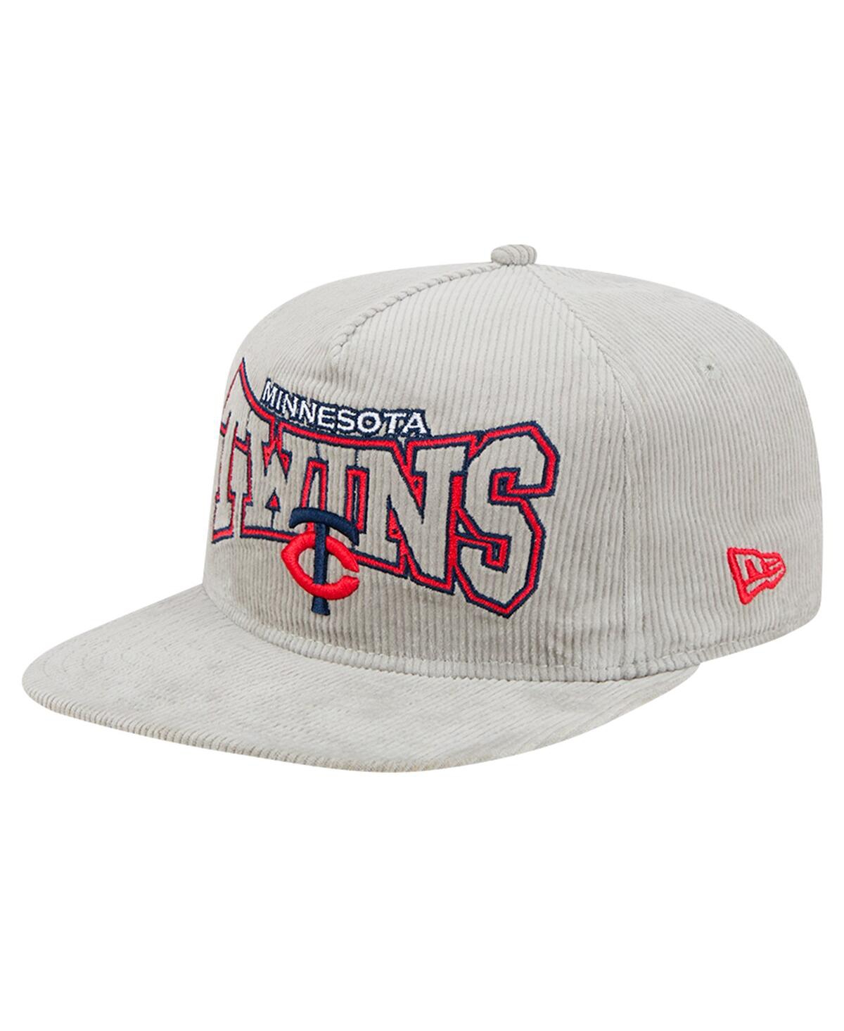 NEW ERA MEN'S GRAY MINNESOTA TWINS CORDUROY GOLFER SNAPBACK HAT 