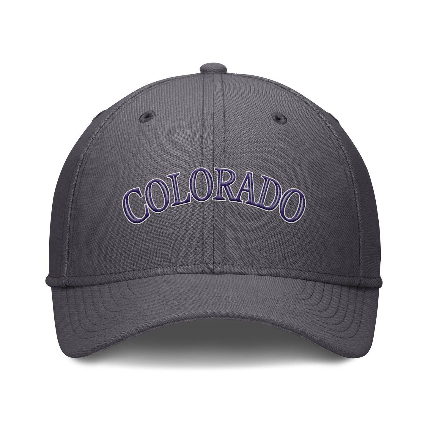 Мужская кепка Nike Gray Colorado Rockies Swoosh Performance Flex Hat — фото 2