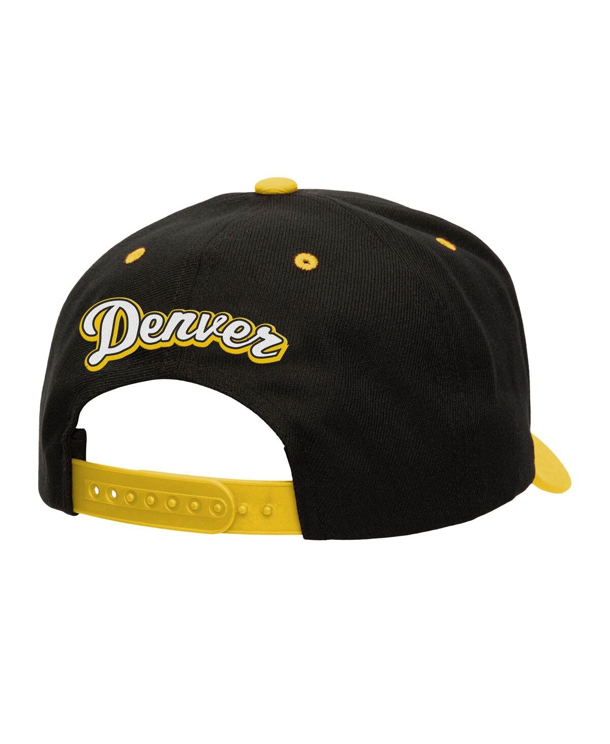 Mitchell & Ness Men's Black/gold Denver Nuggets Backside Script Two-tone Pro Crown Adjustable Hat