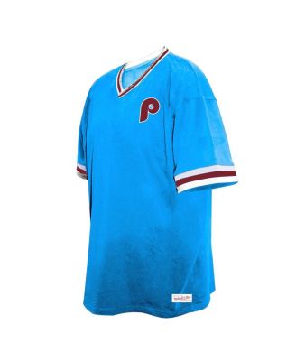 Мужская светло-голубая футболка Philadelphia Phillies Big Tall с V-образным вырезом Mitchell & Ness