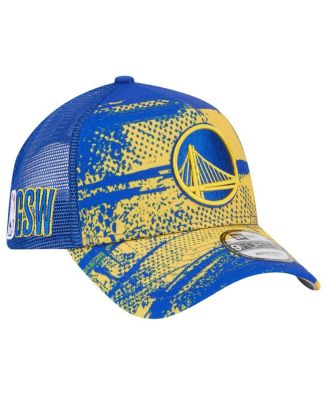 New Era - Men's Royal/Gold Golden State Warriors Tip Off A-Frame Trucker 9FORTY Adjustable Hat