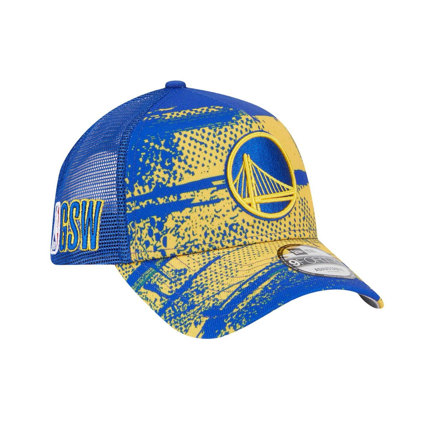 Men's Royal/Gold Golden State Warriors Tip Off A-Frame Trucker 9FORTY Adjustable Hat