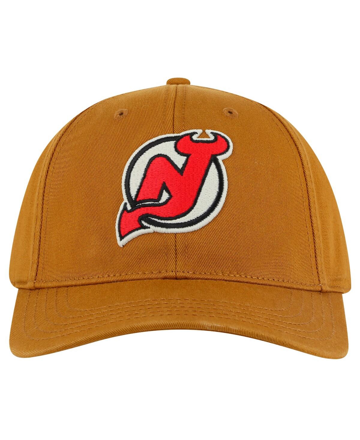 AMERICAN NEEDLE MEN'S TAN NEW JERSEY DEVILS HEPCAT WASHED TWILL ADJUSTABLE HAT 