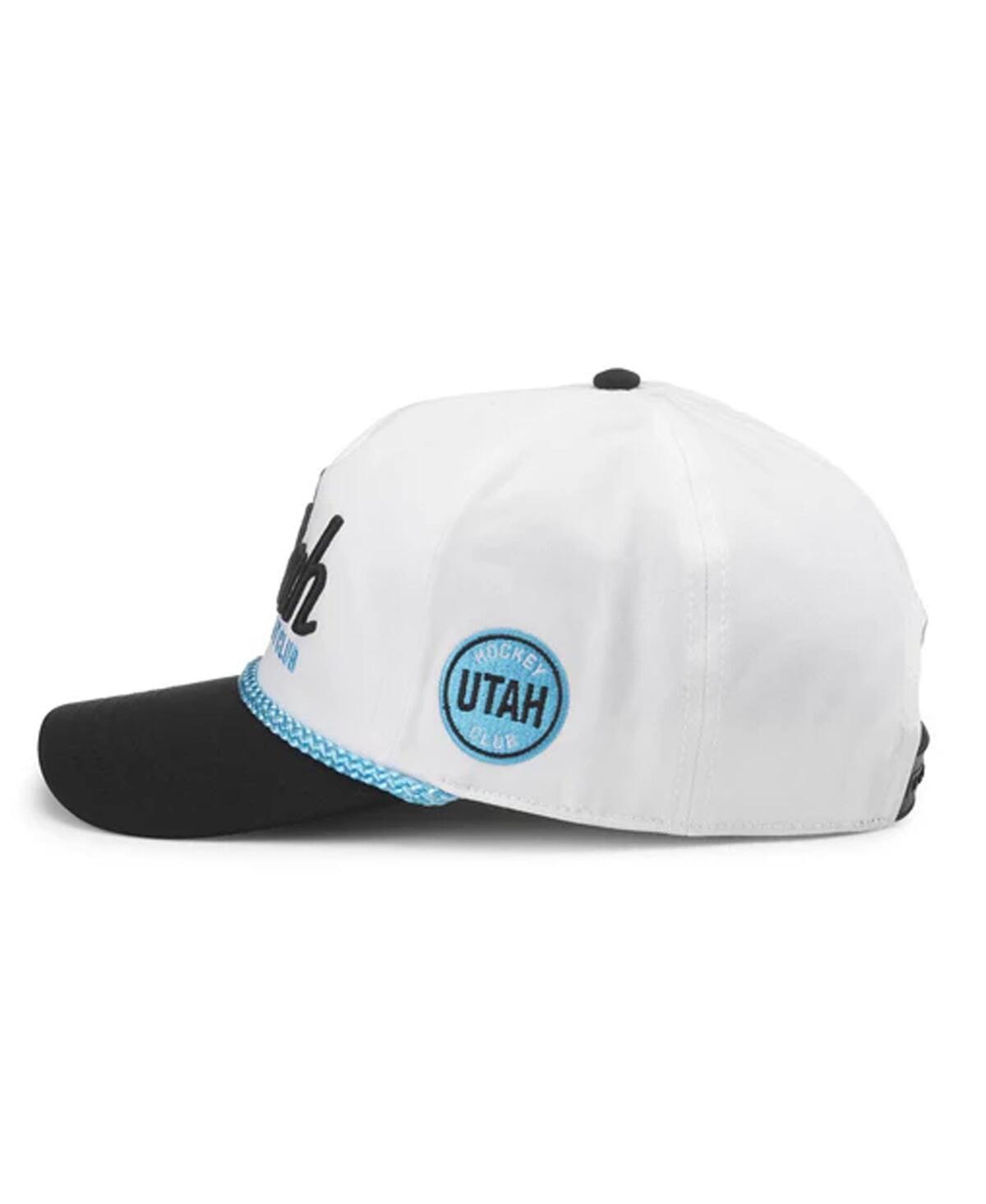 AMERICAN NEEDLE MEN'S WHITE UTAH HOCKEY CLUB ROSCOE SCRIPT ADJUSTABLE HAT 