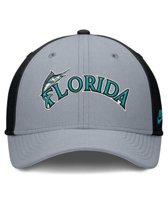 Men's Gray/Black Florida Marlins Rise Swoosh Performance Flex Hat