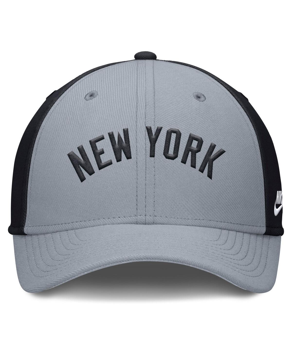 Nike Men's Gray/navy New York Yankees Rise Swoosh Performance Flex Hat