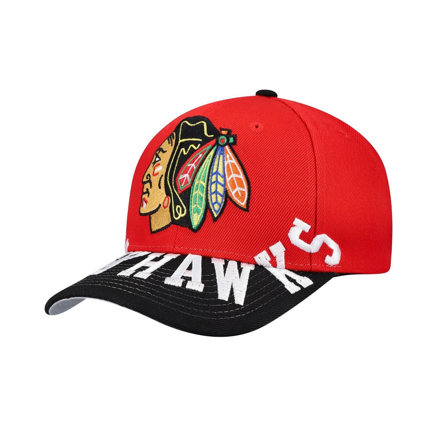 Men's Red/Black Chicago Blackhawks Underarch Two-Tone Pro Crown Snapback Hat