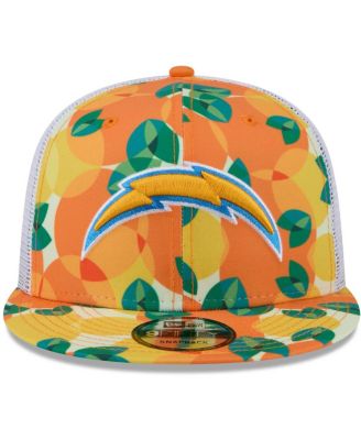 Мужская бейсболка-бейсболка дальнобойщика New Era оранжевого цвета Los Angeles Chargers Citrus 9FIFTY