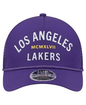Men's Purple Los Angeles Lakers Minimalist A-Frame 9FORTY Trucker Hat