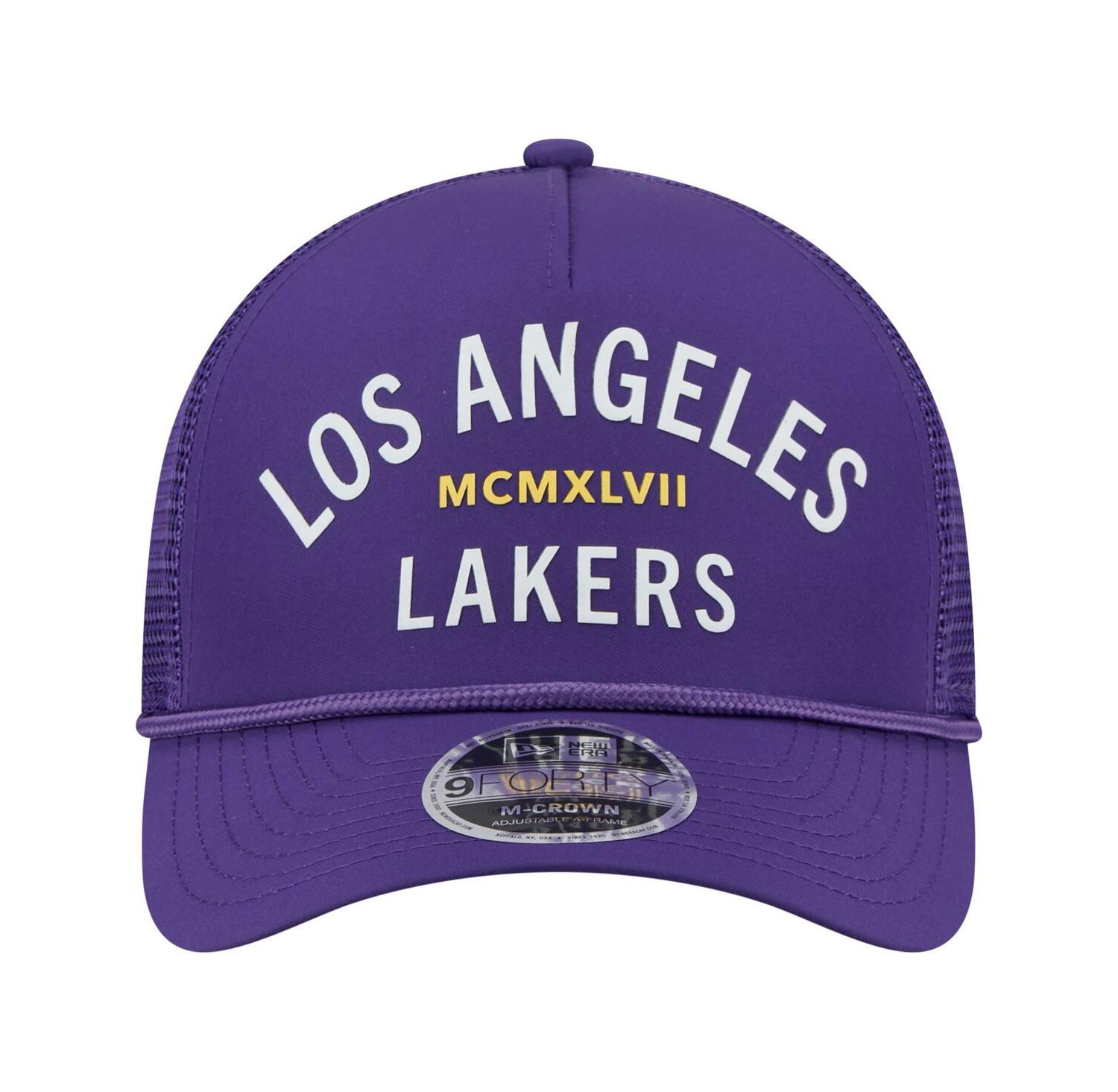Men's Purple Los Angeles Lakers Minimalist A-Frame 9FORTY Trucker Hat