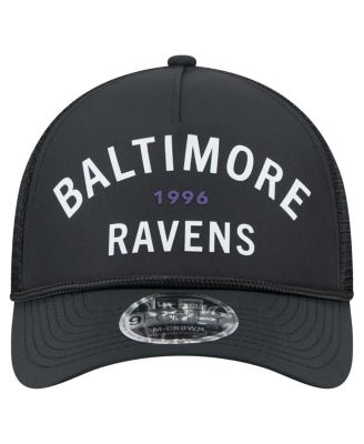 Новая мужская черная шляпа Baltimore Ravens Active в стиле минимализма с M-образной короной и А-образной оправой длиной 9 дюймов, регулируемая по высоте.
