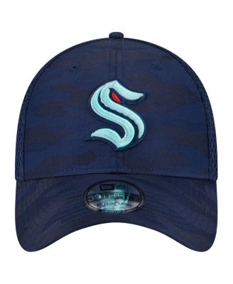 Мужская шапка New Era темно-синего цвета Seattle Kraken Active с тонким камуфляжем 39-ГО размера.