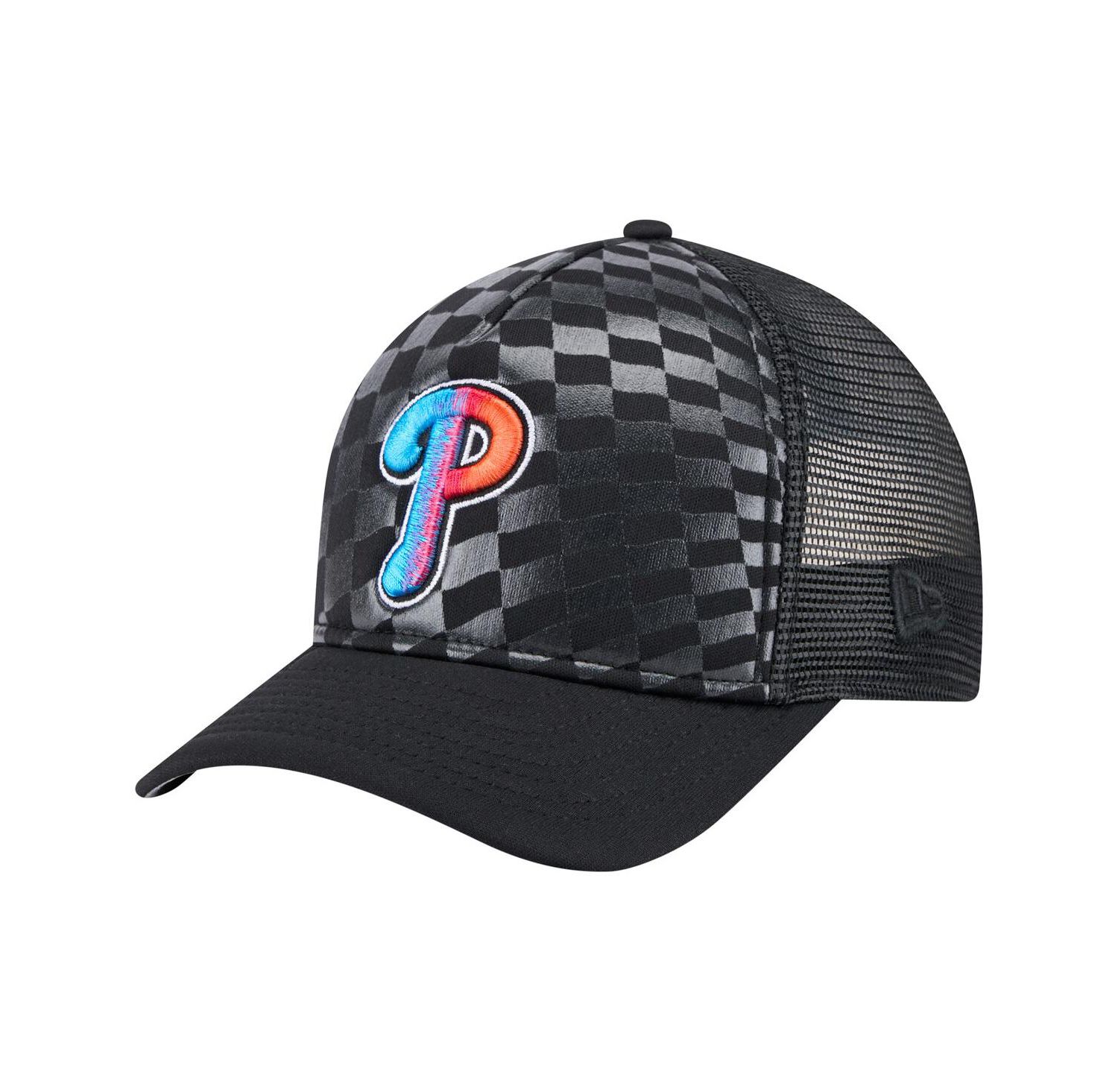 Men's Black Philadelphia Phillies Gradient 9FORTY A-Frame M-Crown Trucker Adjustable Hat