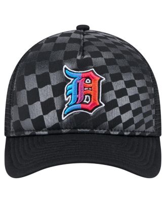 Мужская черная шляпа дальнобойщика New Era Detroit Tigers Gradient 9FORTY A-образной формы с регулируемой головкой M-Crown