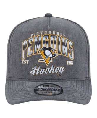 Мужская кепка-снэпбэк New Era Pittsburgh Penguins цвета древесного угля в стиранной А-образной оправе с предварительно изогнутым козырьком длиной 9 футов.