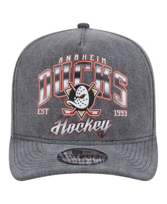 Мужская кепка-снэпбэк Anaheim Ducks Throwback от New Era, выполненная из древесного угля, с предварительно изогнутой А-образной оправой длиной 9 футов.