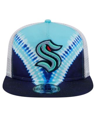 Мужская кепка для гольфа New Era, темно-синяя / светло-голубая, Seattle Kraken Throwback с V-образным вырезом, регулируемая по размеру