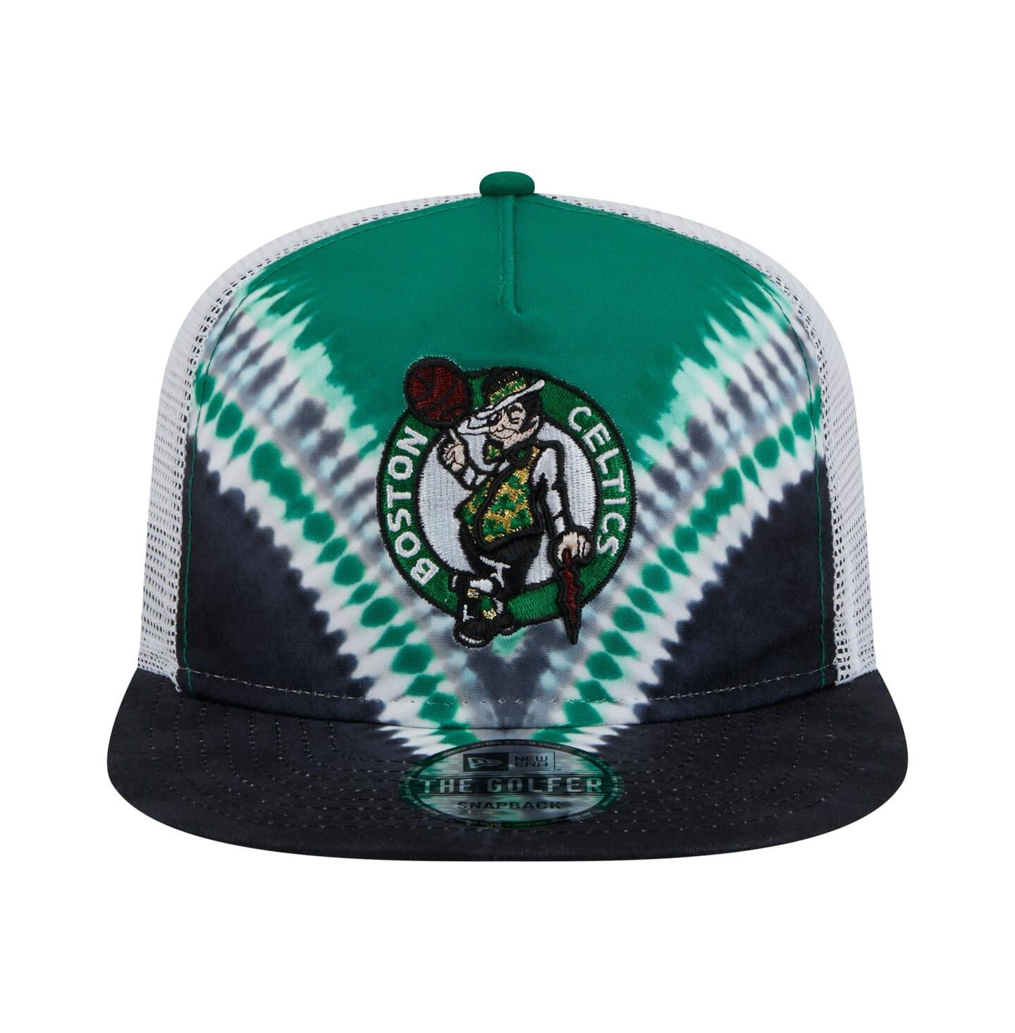 Мужская кепка New Era Black/Kelly Green Boston Celtics Throwback Dye Golfer Snapback Hat — фото 2