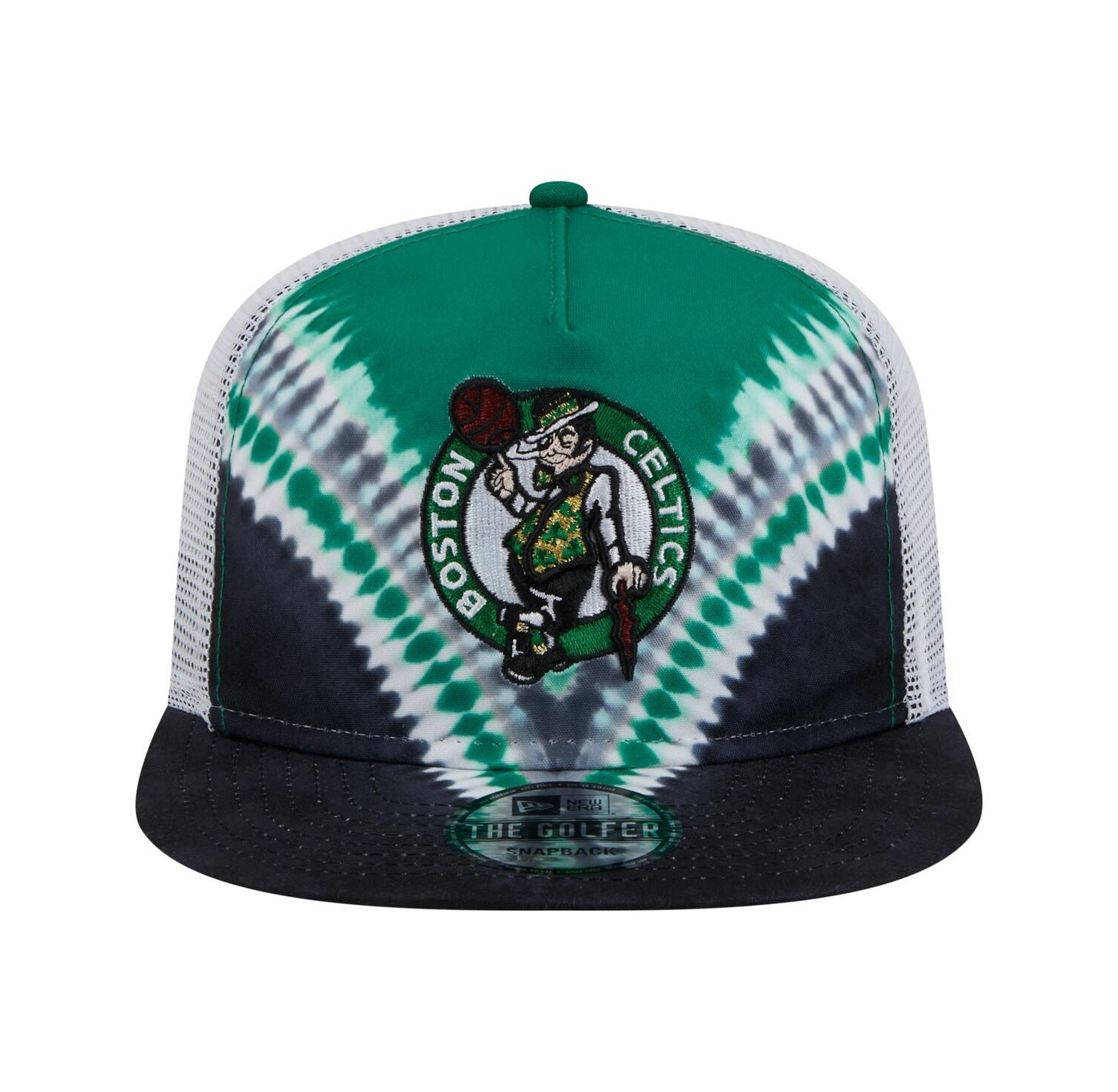 Men's Black/Kelly Green Boston Celtics Throwback Dye Golfer Snapback Hat