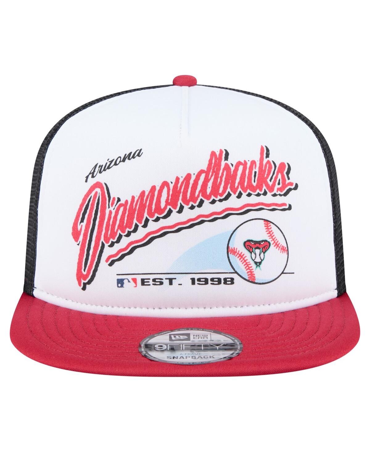 New Era Men's White/red Arizona Diamondbacks Retro Script Trucker 9fifty Snapback Hat