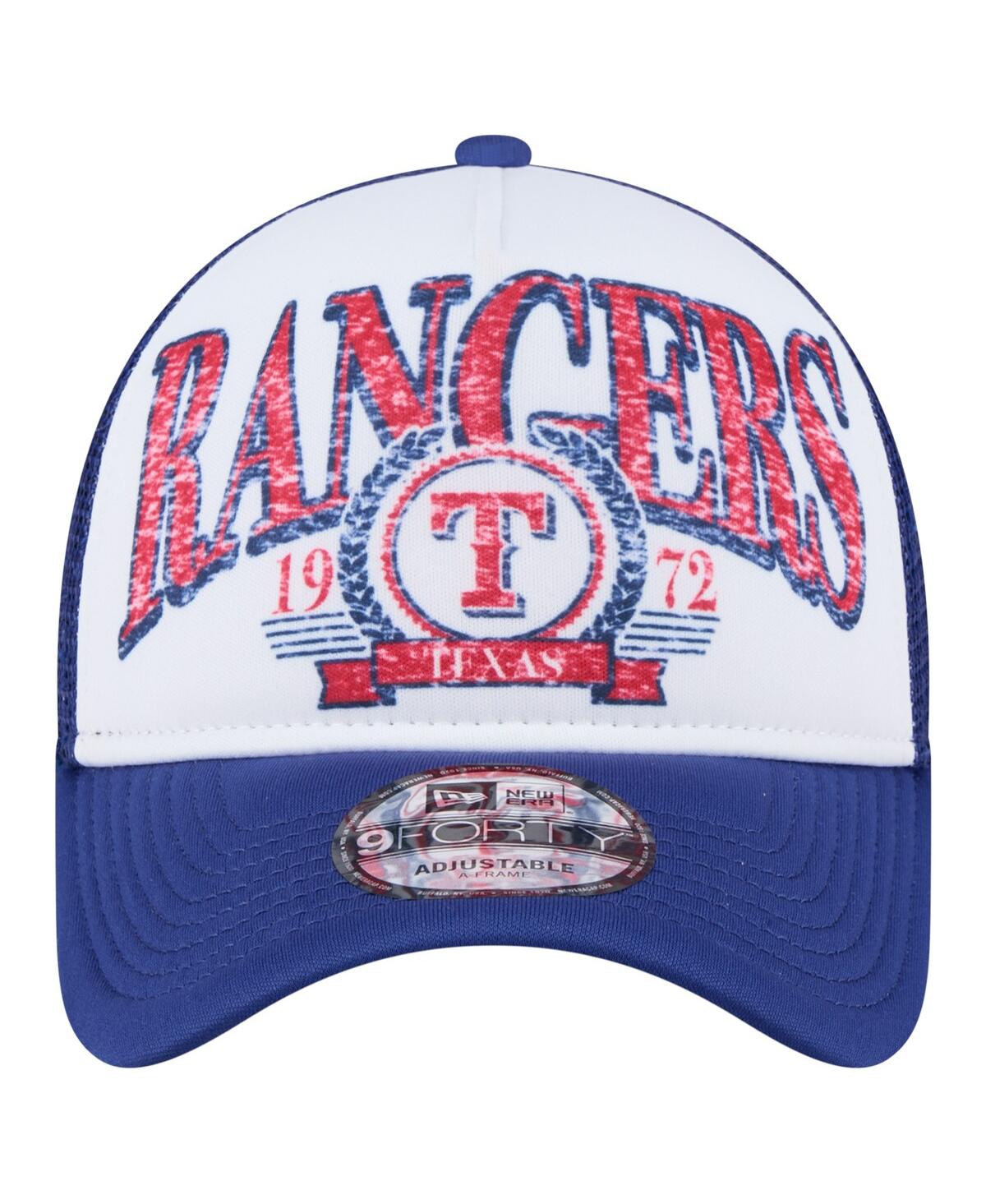 New Era Men's White/royal Texas Rangers Trucker A-frame 9forty Adjustable Hat