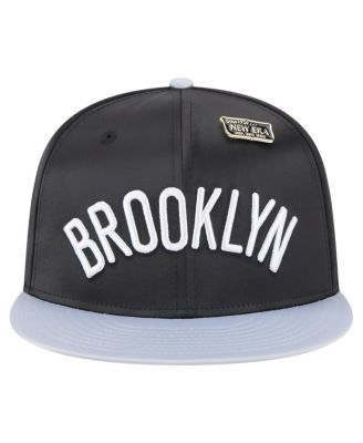 Мужская черно-серая приталенная шляпа New Era Brooklyn Nets из атласа с винтажной булавкой-шпилькой в стиле Нью Эра, 59 футов 52 дюйма