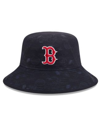 Мужская темно-синяя кепка-панама New Era Boston Red Sox 2025 для весенних тренировок с принтом по всему телу